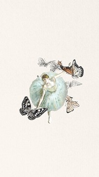 Butterfly and ballerina phone wallpaper collage. Remixed by rawpixel.