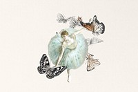 Aesthetic ballerina & butterfly, vintage collage art. Remixed by rawpixel.