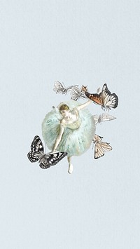 Butterfly and ballerina phone wallpaper collage. Remixed by rawpixel.