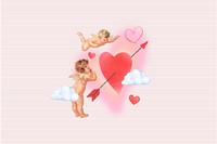 Valentine's Day cupid, arrow through heart collage art. Remixed by rawpixel.