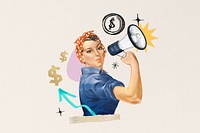 Investor finding, woman holding megaphone, finance. Remixed by rawpixel.