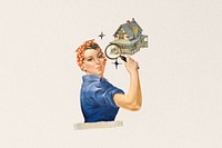 House searching, woman holding magnifying glass. Remixed by rawpixel.