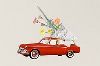 Car carrying flower bouquet, aesthetic remix