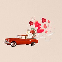 Wedding getaway car, heart balloons remix