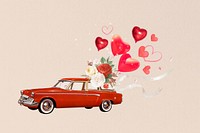 Wedding getaway car, heart balloons remix