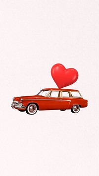 Valentine's celebration car mobile wallpaper, aesthetic collage