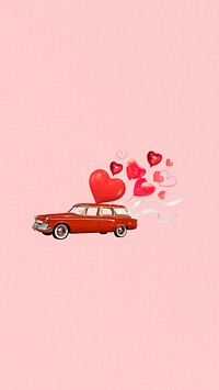 Valentine's celebration car mobile wallpaper, aesthetic collage