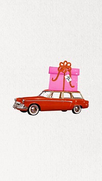Birthday gift car mobile wallpaper, aesthetic collage