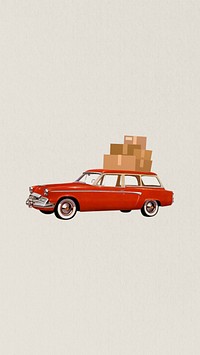 Moving boxes car mobile wallpaper, aesthetic collage