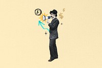 Investor finding, man holding megaphone, finance. Remixed by rawpixel.