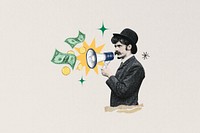 Business success, man holding megaphone, finance. Remixed by rawpixel.