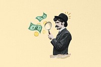 Investor finding, man holding magnifying glass, finance. Remixed by rawpixel.