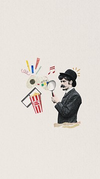 Media entertainment iPhone wallpaper, man holding megaphone collage. Remixed by rawpixel.