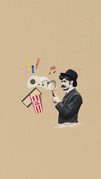 Media entertainment iPhone wallpaper, man holding megaphone collage. Remixed by rawpixel.