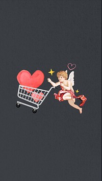 Valentine's celebration  phone wallpaper, cupid collage. Remixed by rawpixel.