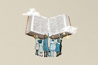 Children reading textbook, education. Remixed by rawpixel.