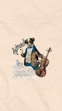 Dog music conductor mobile wallpaper collage. Remixed by rawpixel.