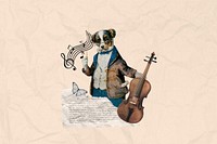 Dog violinist, music & entertainment. Remixed by rawpixel.