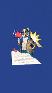 Dog holding megaphone  iPhone wallpaper collage. Remixed by rawpixel.