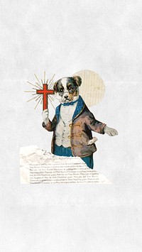 Dog priest  iPhone wallpaper, religion collage. Remixed by rawpixel.
