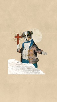Dog priest  iPhone wallpaper, religion collage. Remixed by rawpixel.