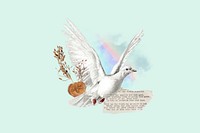 Vintage flying dove, floral aesthetic. Remixed by rawpixel.