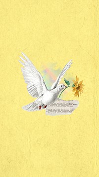 Aesthetic flying dove phone wallpaper collage. Remixed by rawpixel.
