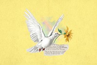 Vintage flying dove, floral aesthetic. Remixed by rawpixel.