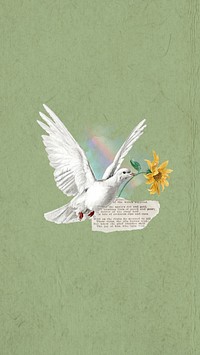 Aesthetic flying dove phone wallpaper collage. Remixed by rawpixel.