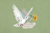 Vintage flying dove, floral aesthetic. Remixed by rawpixel.