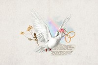 Wedding rings, flying dove aesthetic collage. Remixed by rawpixel.