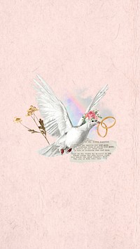 Wedding celebration iPhone wallpaper, dove bird collage. Remixed by rawpixel.