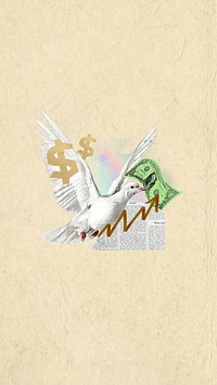 Business profit finance  iPhone wallpaper, dove bird collage. Remixed by rawpixel.