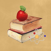 Science education, apple on stacked books. Remixed by rawpixel.