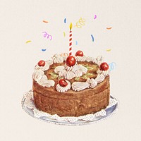 Vintage birthday cake, celebration. Remixed by rawpixel.