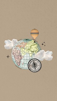 Travel globe compass  mobile wallpaper collage. Remixed by rawpixel.