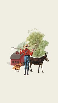 Farmer's lifestyle  mobile wallpaper collage. Remixed by rawpixel.