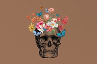 Flower human skull, mental health. Remixed by rawpixel.