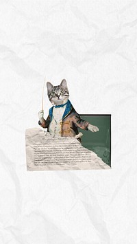 Cat teacher education mobile wallpaper collage. Remixed by rawpixel.