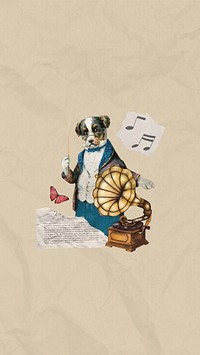 Dog music conductor mobile wallpaper collage. Remixed by rawpixel.