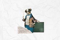 Dog dressed as teacher, education collage. Remixed by rawpixel.