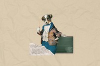 Dog dressed as teacher, education collage. Remixed by rawpixel.