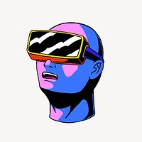 Vibrant VR metaverse technology illustration, isolated design