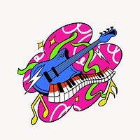 Neon musical instruments illustration, isolated design