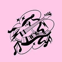 Pink music illustration psd element