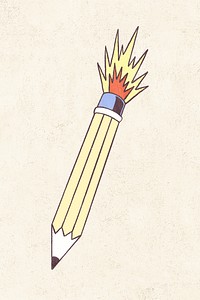 Retro burning pencil creativity illustration, isolated design