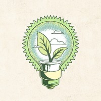 Retro green energy illustration, isolated design