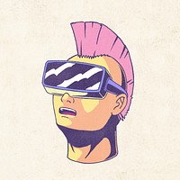 VR technology punk character illustration, isolated design