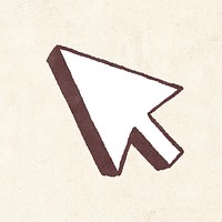 Retro brown cursor arrow illustration, isolated design