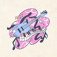 Retro musical instruments psd element